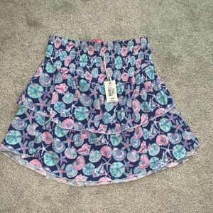 NWT New Simply Southern Tiered Shirred Skirt Sea Shells Ruffled Elastic Waist M